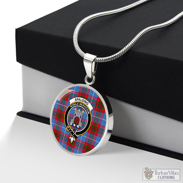 Spalding Tartan Circle Necklace with Family Crest Luxury Necklace (Silver) No - Tartan Vibes Clothing