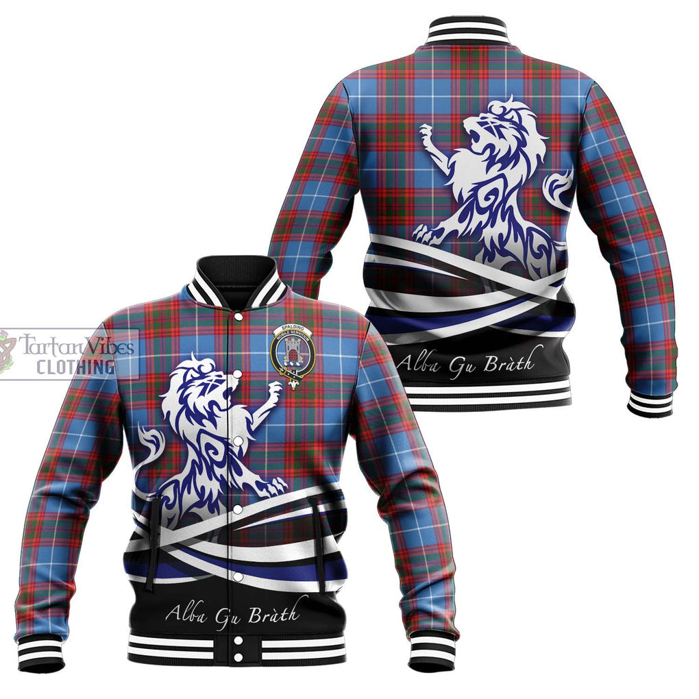 Spalding Tartan Baseball Jacket with Alba Gu Brath Regal Lion Emblem Unisex - Tartan Vibes Clothing