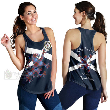 Spalding Tartan Lion Rampant Women's Racerback Tanks Proudly Display Your Heritage with Alba Gu Brath and Clan Name 4XL - Tartan Vibes Clothing