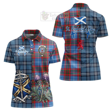 Spalding Tartan Women's Polo Shirt Happy St. Andrew's Day Half Tartan Style Women - Tartan Vibes Clothing