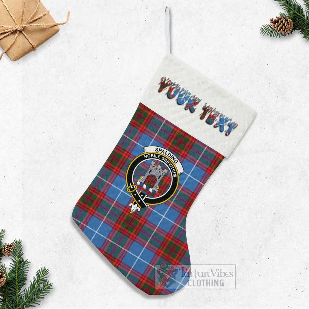 Tartan Vibes Clothing Spalding Tartan Family Crest Christmas Stocking with Personalized Text