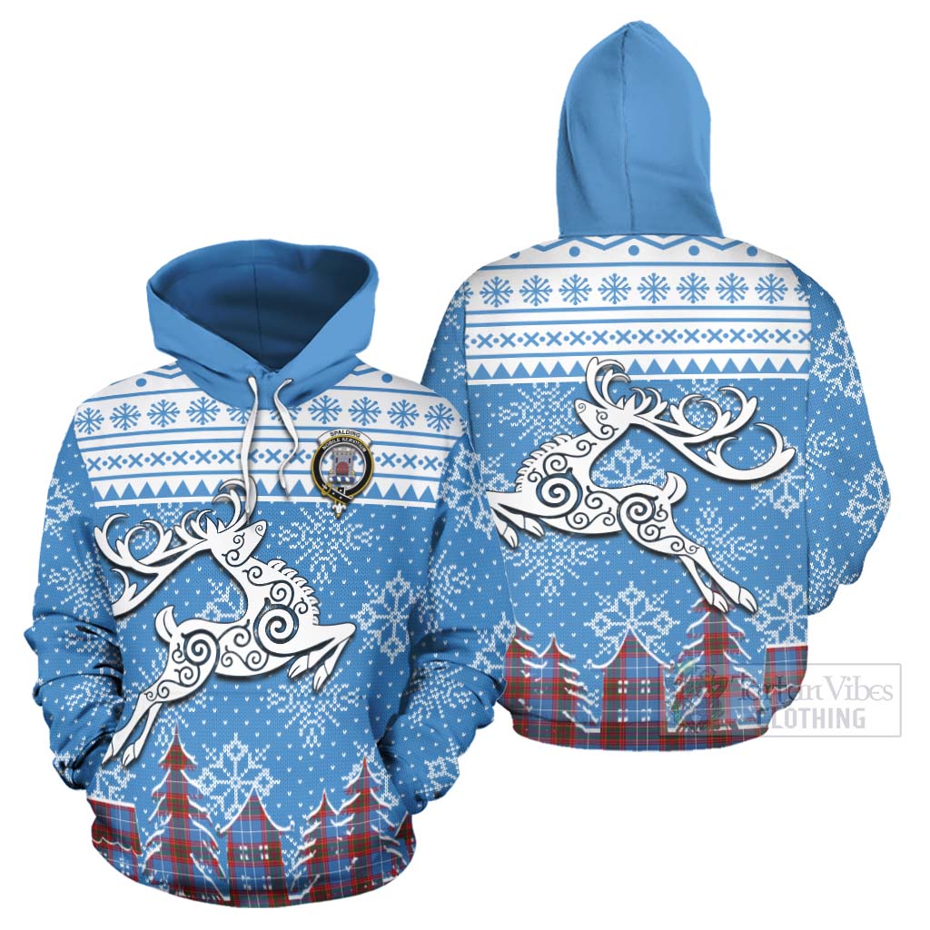 Spalding Clan Christmas Hoodie Celtic Reindeer Style Zip Hoodie - Tartan Vibes Clothing