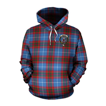 Spalding Tartan Cotton Hoodie with Family Crest and Bearded Skull Holding Bottles of Whiskey Pullover Hoodie XS - Tartan Vibes Clothing