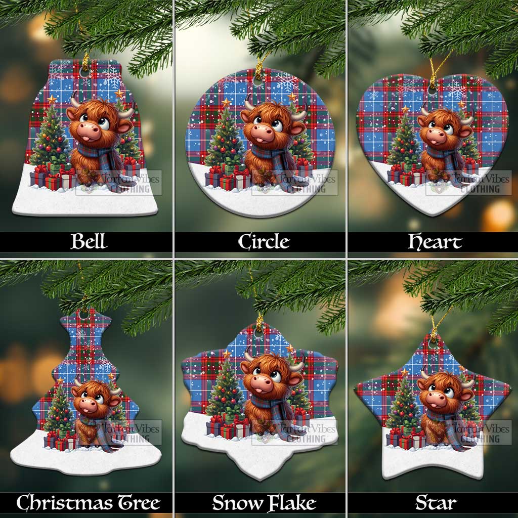 Spalding Tartan Christmas Ceramic Ornament with Adorable Highland Coo Ceramic - Tartan Vibes Clothing