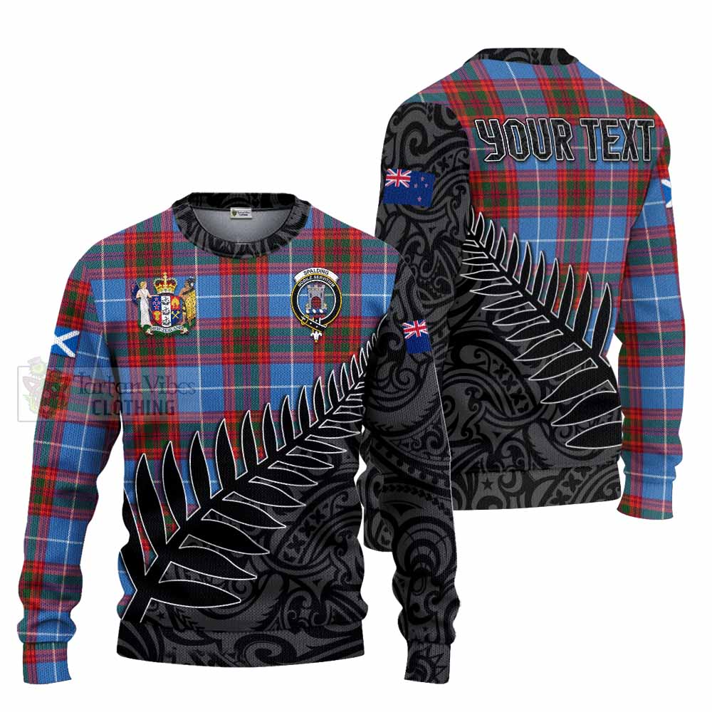 Spalding Crest Tartan Knitted Sweater with New Zealand Silver Fern Half Style Unisex - Tartan Vibes Clothing