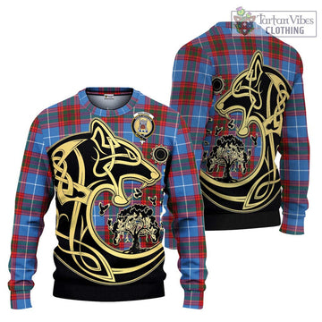 Spalding Tartan Ugly Sweater with Family Crest Celtic Wolf Style Unisex - Tartan Vibes Clothing