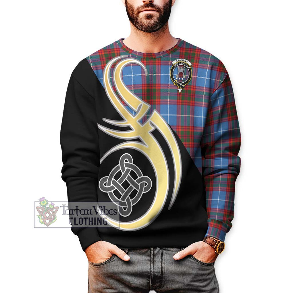 Spalding Tartan Sweatshirt with Family Crest and Celtic Symbol Style Unisex - Tartan Vibes Clothing