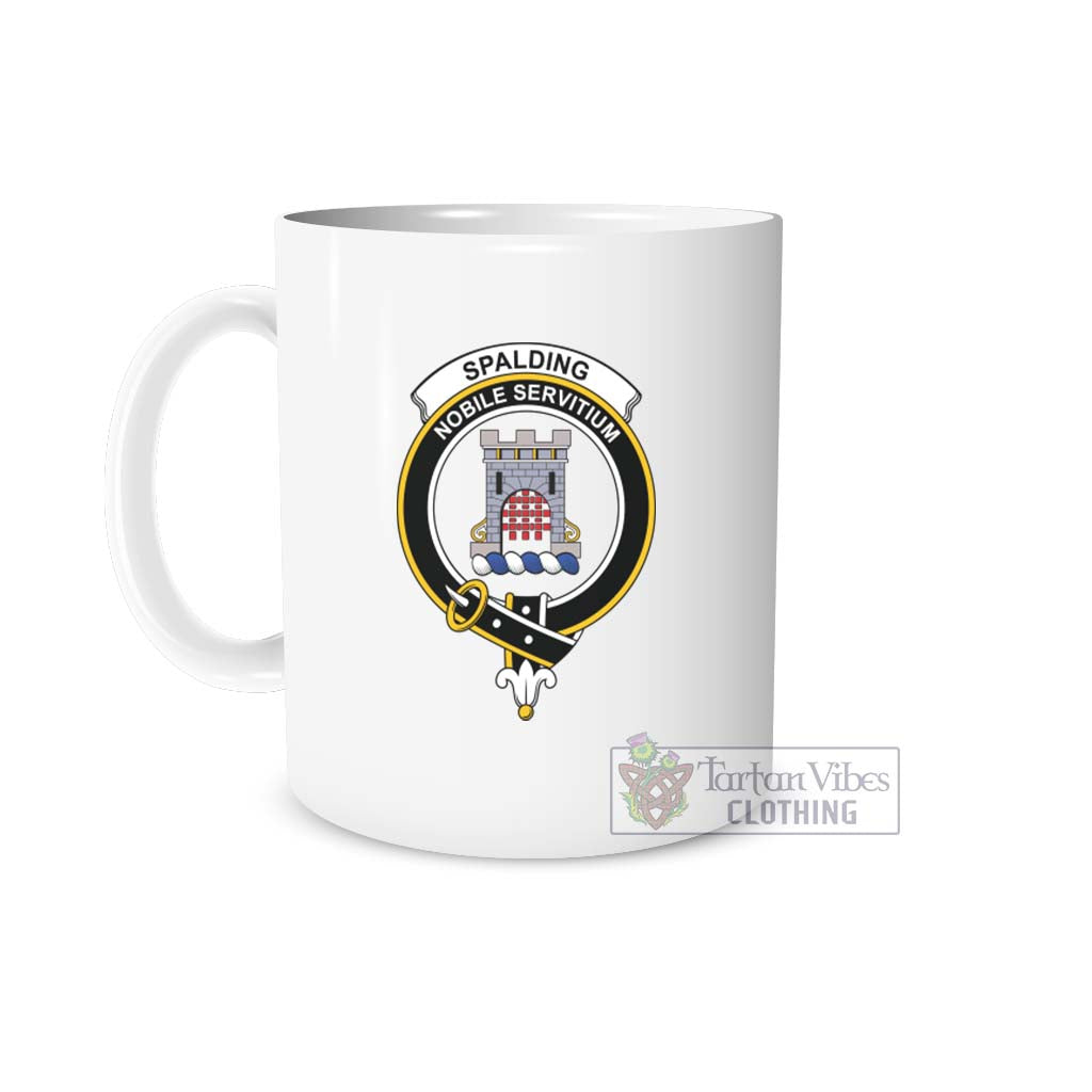 Spalding Family Crest Ceramic Mug White - 2D-tartanvibesclothing