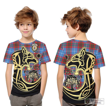 Spalding Tartan Kid T-Shirt with Family Crest Celtic Wolf Style Youth XL Size14 - Tartan Vibes Clothing