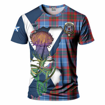 Tartan Vibes Clothing Spalding Tartan Family Crest T-Shirt Scottish Thistle Celtic Inspired