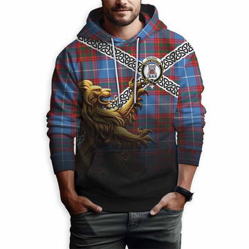 Spalding Crest Tartan Hoodie with Golden Lion Emblem Celtic Style Pullover Hoodie - Tartan Vibes Clothing