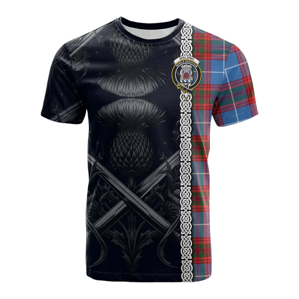 Spalding Tartan Cotton T-shirt with Family Crest Cross Sword Thistle Celtic Vibes Kid's Shirt - Tartan Vibes Clothing