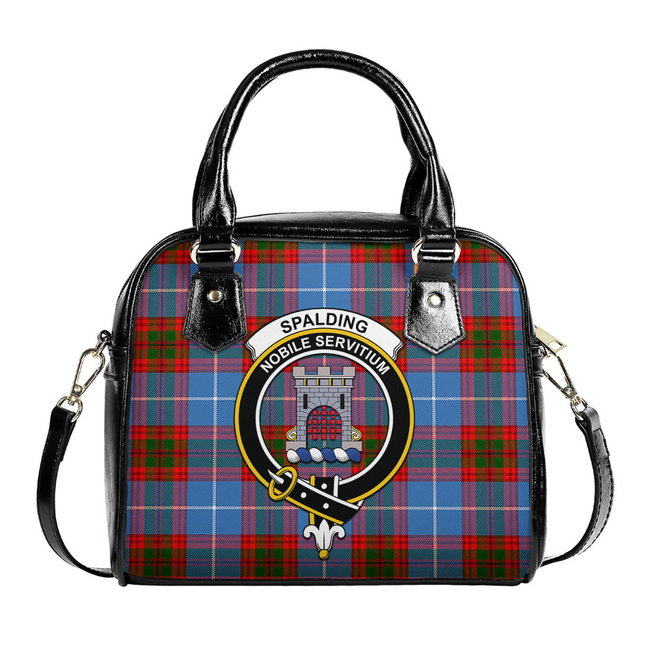 Spalding Tartan Shoulder Handbags with Family Crest One Size 9*21*24 cm (3.54*8.27*9.45 inches) - Tartan Vibes Clothing