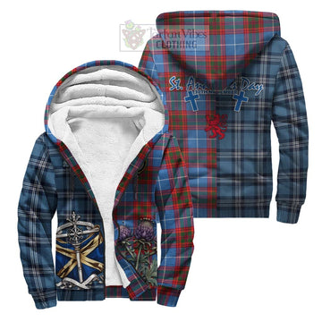 Spalding Tartan Sherpa Hoodie Happy St. Andrew's Day Half Tartan Style Unisex S - Tartan Vibes Clothing