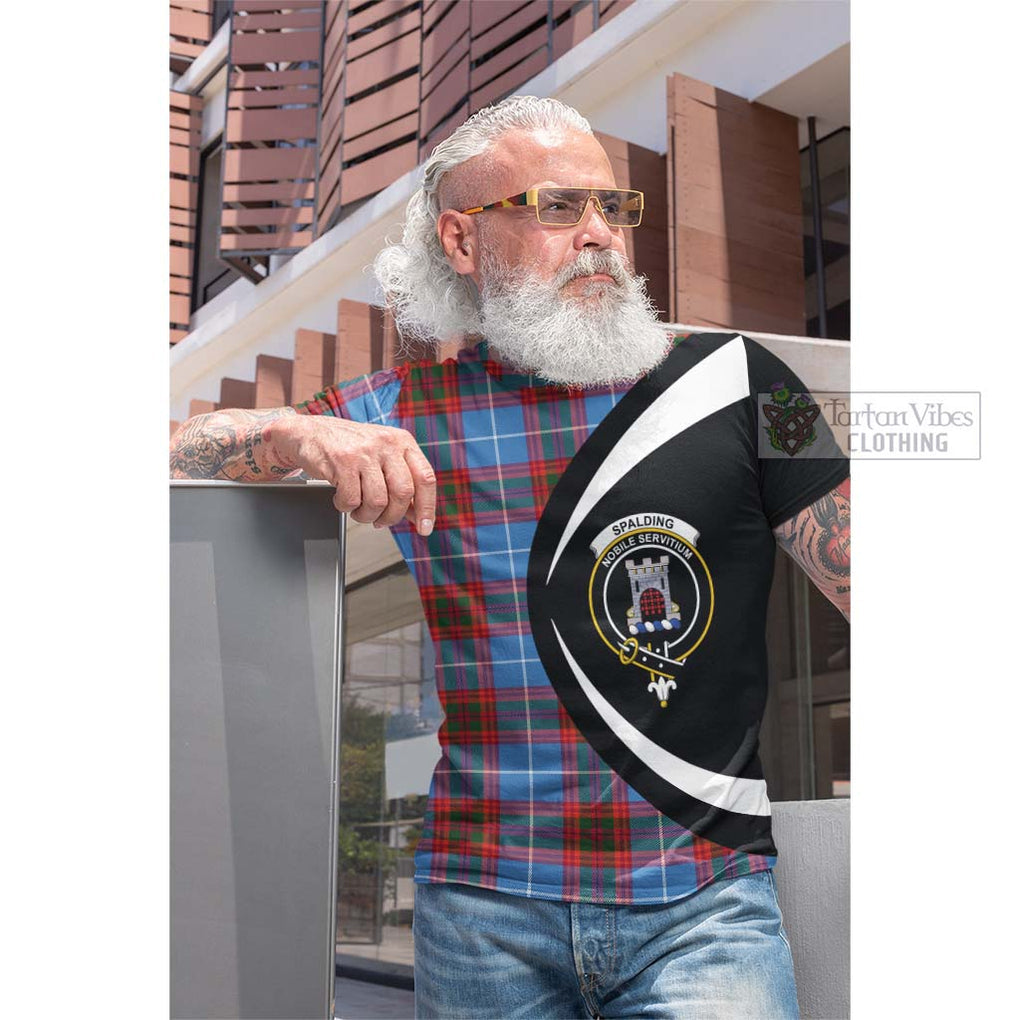 Spalding Tartan Cotton T-shirt with Family Crest Circle Style Men's Shirt - Tartan Vibes Clothing