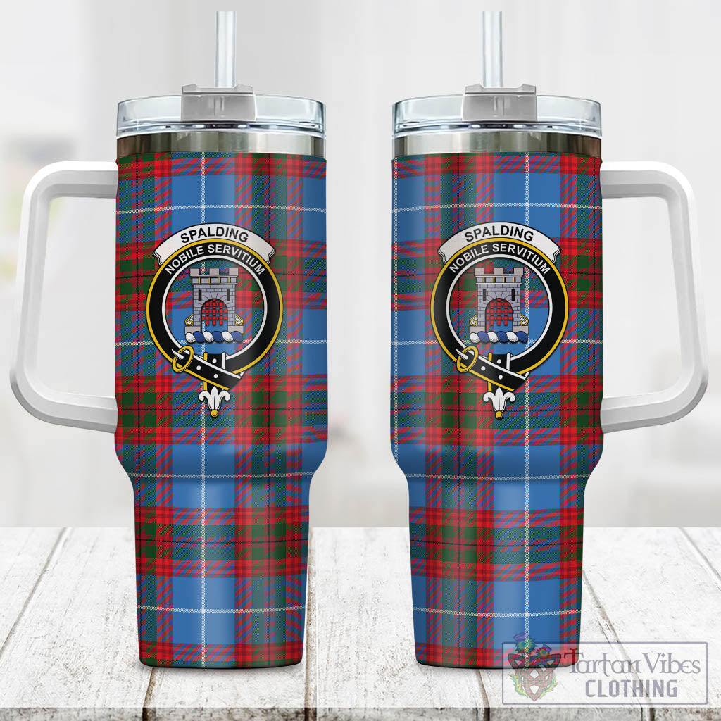 Spalding Tartan Tumbler with Handle with Family Crest One Size 40 OZ - Tartan Vibes Clothing