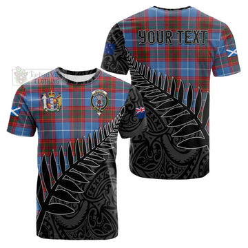 Tartan Vibes Clothing Spalding Crest Tartan Cotton T-shirt with New Zealand Silver Fern Half Style