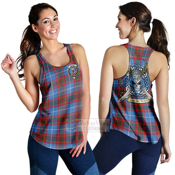 Spalding Tartan Women's Racerback Tanks with Family Crest Celtic Skull Style 4XL - Tartan Vibes Clothing