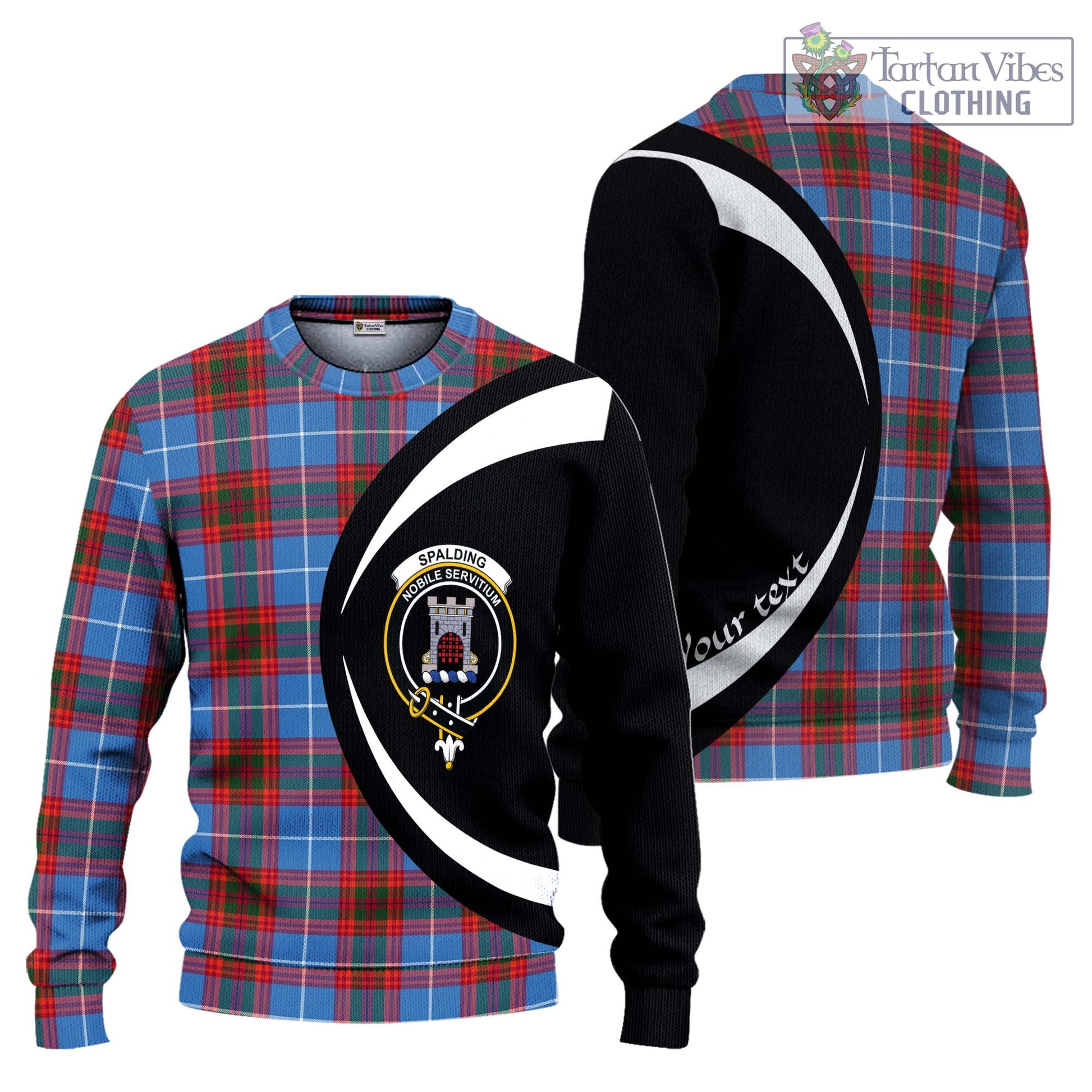 Spalding Tartan Ugly Sweater with Family Crest Circle Style Unisex - Tartan Vibes Clothing