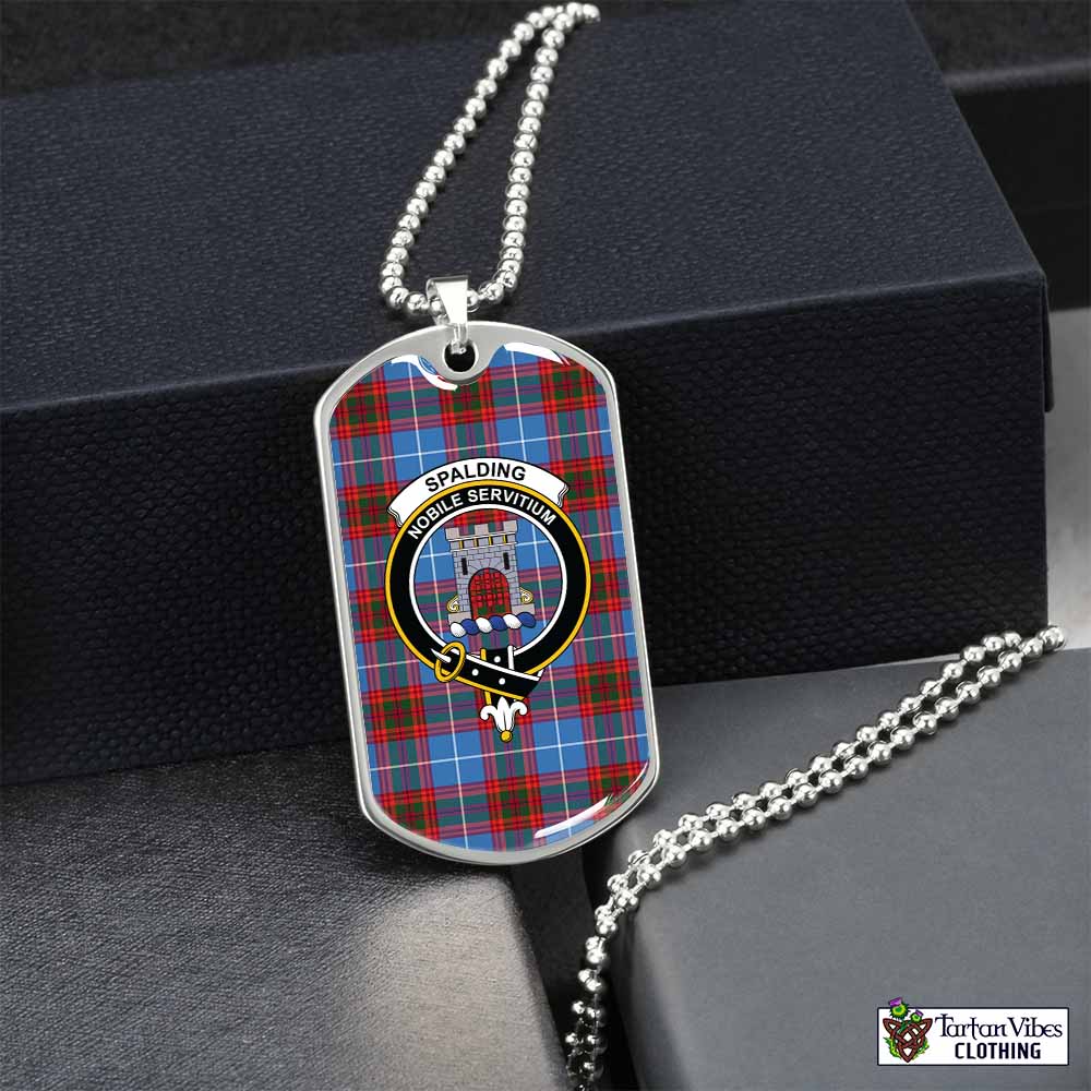 Spalding Tartan Dog Tag Necklace with Family Crest Silver No - Tartan Vibes Clothing