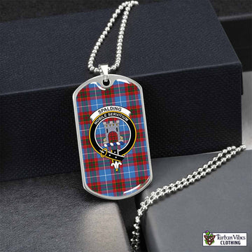 Spalding Tartan Dog Tag Necklace with Family Crest Silver No - Tartan Vibes Clothing