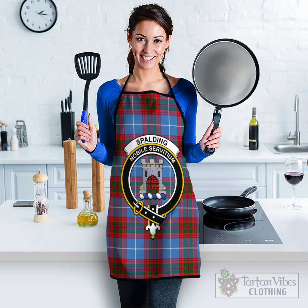 Spalding Tartan Apron with Family Crest Black S 38x47 cm - Tartan Vibes Clothing