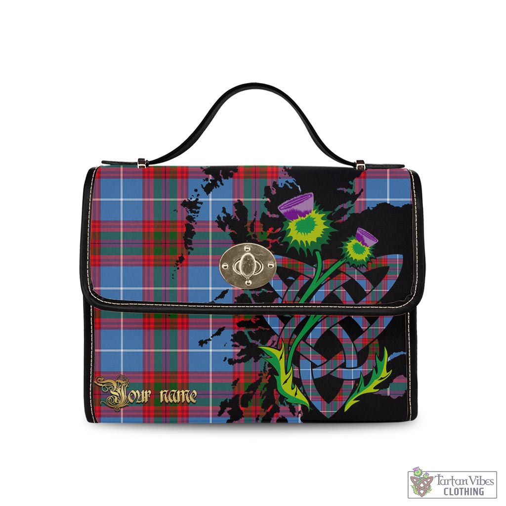 Tartan Vibes Clothing Spalding Tartan Waterproof Canvas Bag with Scotland Map and Thistle Celtic Accents
