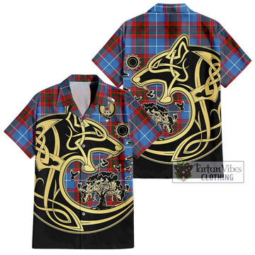 Spalding Tartan Hawaiian Shirt with Family Crest Celtic Wolf Style Kid - Tartan Vibes Clothing