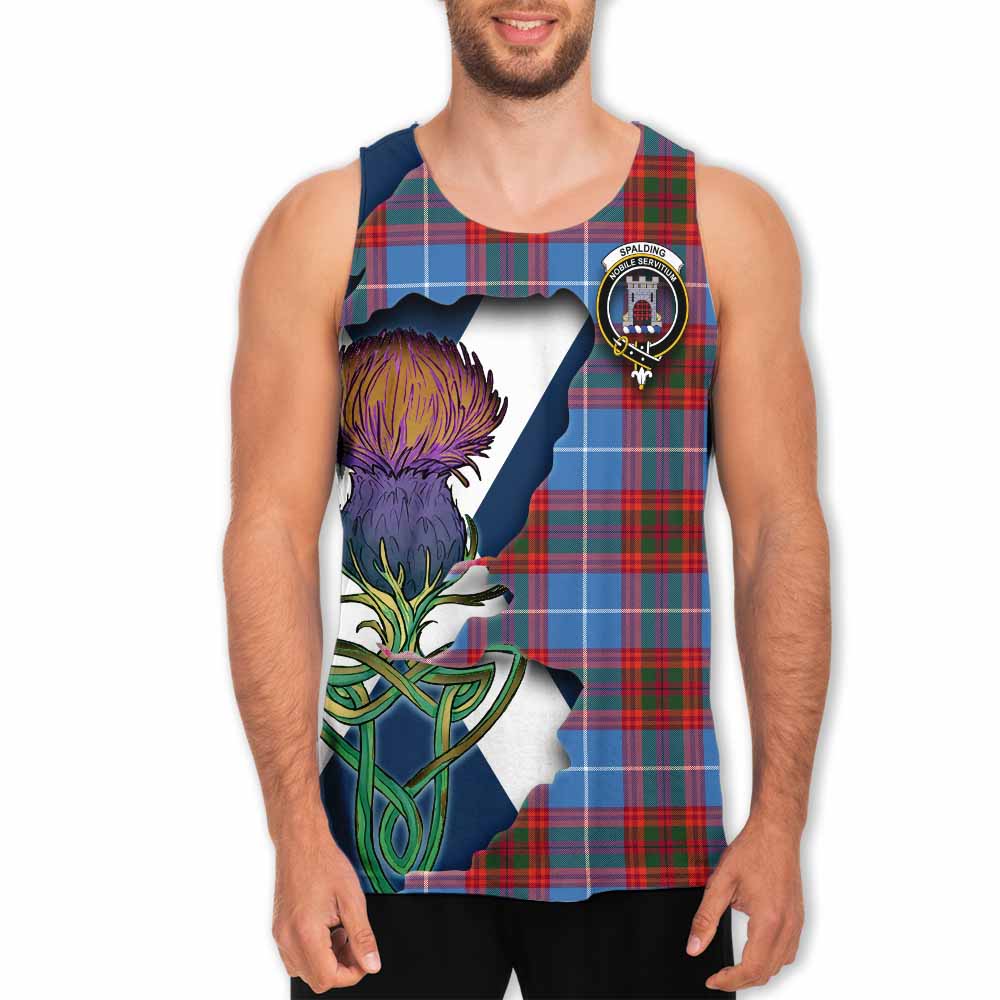 Tartan Vibes Clothing Spalding Tartan Family Crest Men's Tank Top Scottish Thistle Celtic Inspired