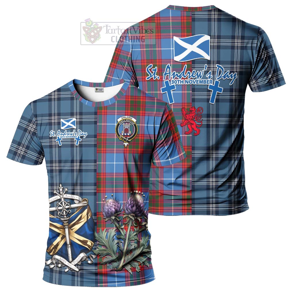 Spalding Tartan T-Shirt Happy St. Andrew's Day Half Tartan Style Kid's Shirt - Tartan Vibes Clothing