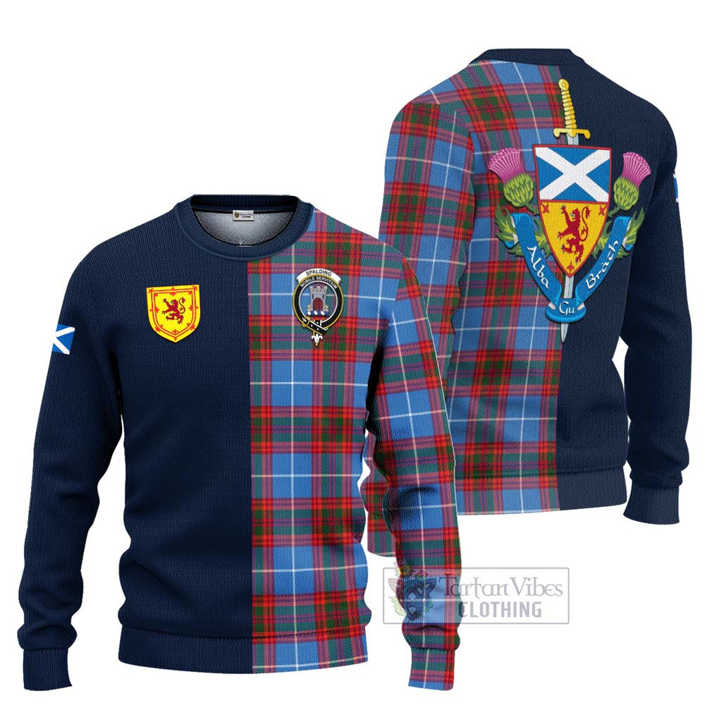Spalding Tartan Ugly Sweater Alba with Scottish Lion Royal Arm Half Style Unisex - Tartan Vibes Clothing
