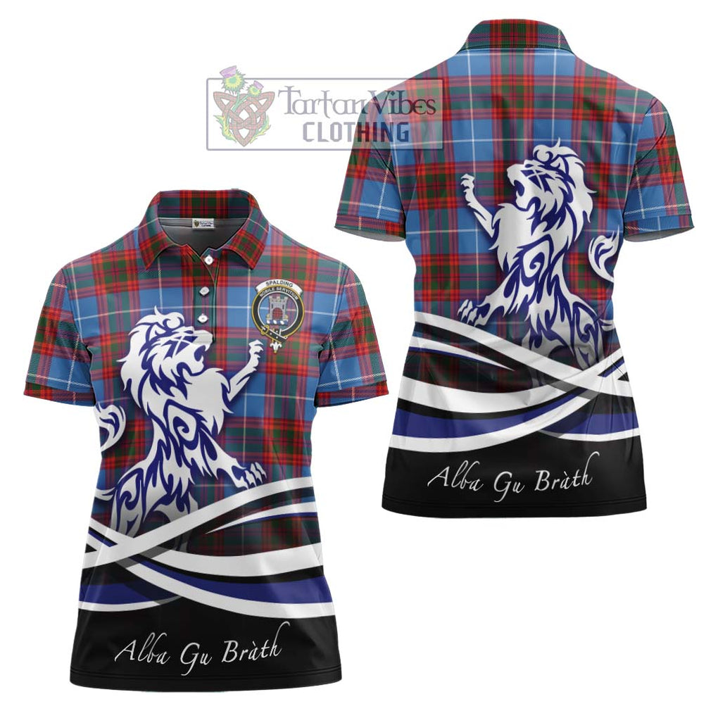 Spalding Tartan Women's Polo Shirt with Alba Gu Brath Regal Lion Emblem Women - Tartan Vibes Clothing