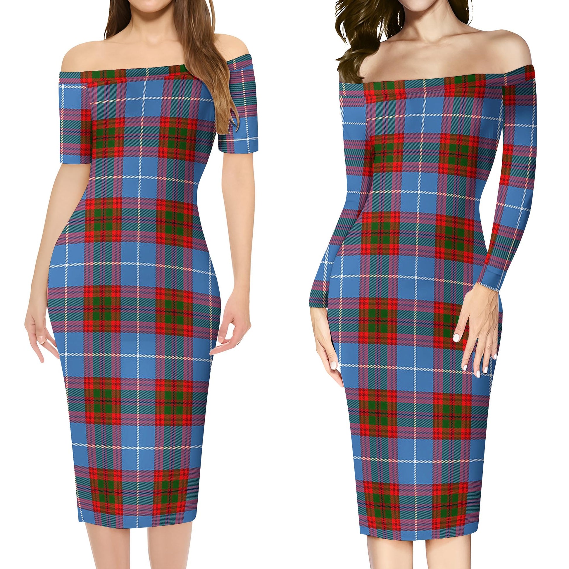 Spalding Tartan Off Shoulder Lady Dress Women's Dress - Tartan Vibes Clothing