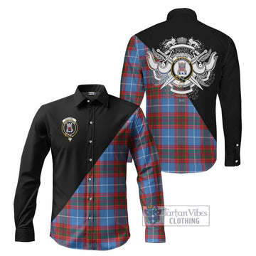 Spalding Tartan Long Sleeve Button Shirt with Family Crest and Military Logo Style Men's Shirt S - Tartanvibesclothing Shop