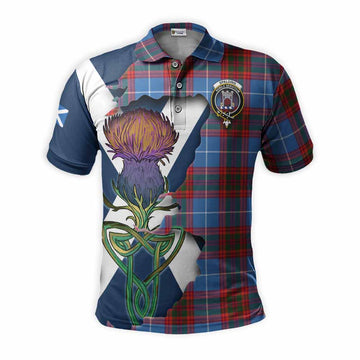 Tartan Vibes Clothing Spalding Tartan Family Crest Polo Shirt Scottish Thistle Celtic Inspired