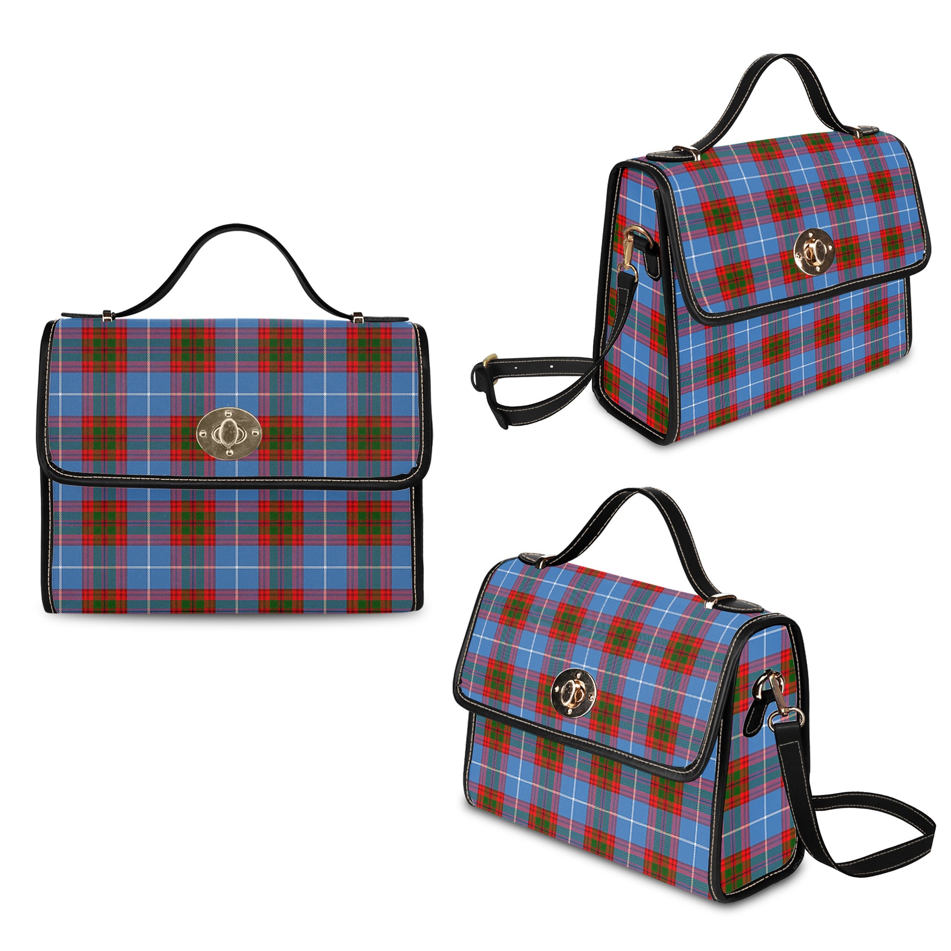 spalding-tartan-leather-strap-waterproof-canvas-bag