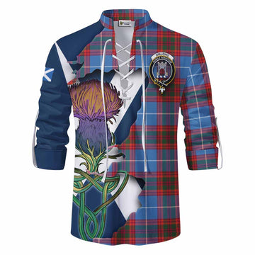 Tartan Vibes Clothing Spalding Tartan Family Crest Ghillie Kilt Shirt Scottish Thistle Celtic Inspired