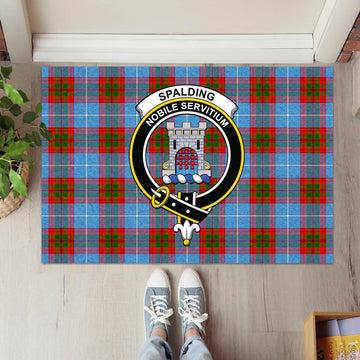 Spalding Tartan Rubber Doormat with Family Crest