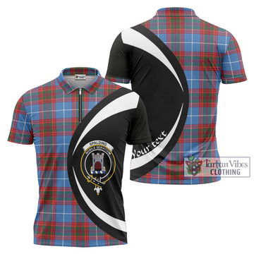 Spalding Tartan Zipper Polo Shirt with Family Crest Circle Style Unisex - Tartan Vibes Clothing