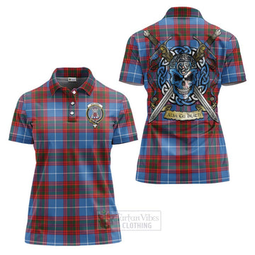 Spalding Tartan Women's Polo Shirt with Family Crest Celtic Skull Style Women - Tartan Vibes Clothing