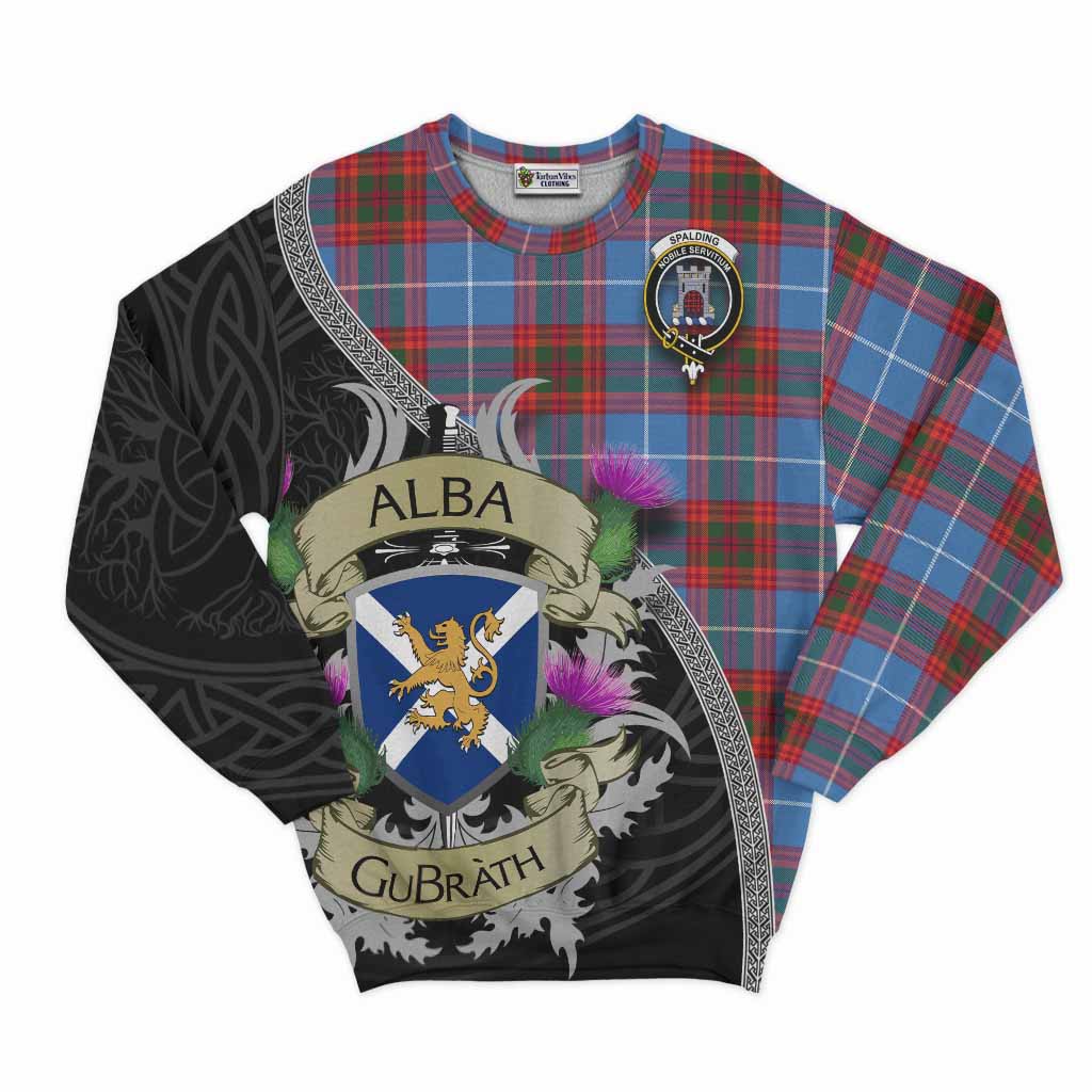 Spalding Tartan Family Crest Sweatshirt Lion Rampant Royal Thistle Shield Celtic Inspired Unisex - Tartan Vibes Clothing