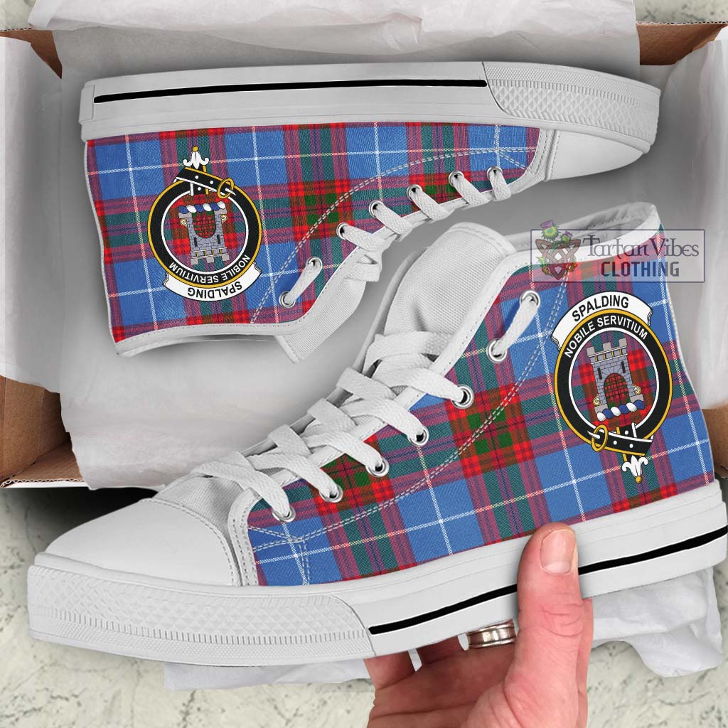 Spalding Tartan High Top Shoes with Family Crest Kid High Top - White Sole - Tartan Vibes Clothing