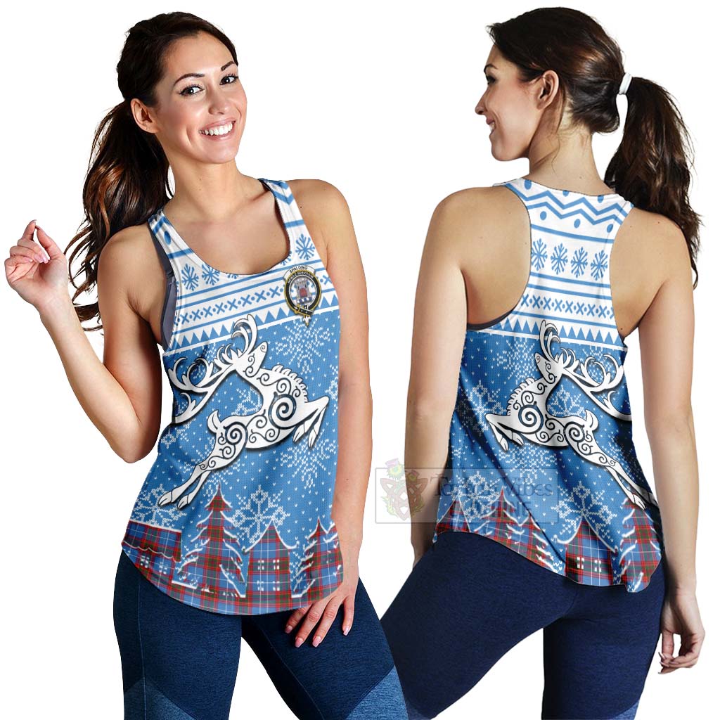 Spalding Clan Christmas Women's Racerback Tanks Celtic Reindeer Style 4XL - Tartan Vibes Clothing