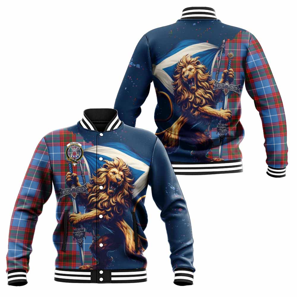 Spalding Tartan Family Crest Baseball Jacket with Scottish Majestic Lion Unisex - Tartan Vibes Clothing