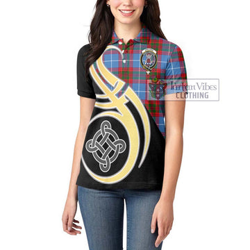 Spalding Tartan Women's Polo Shirt with Family Crest and Celtic Symbol Style Women - Tartan Vibes Clothing