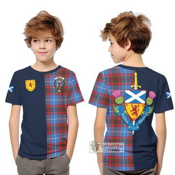 Spalding Tartan Kid T-Shirt Alba with Scottish Lion Royal Arm Half Style Youth XL Size14 - Tartan Vibes Clothing