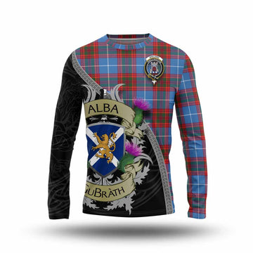 Spalding Tartan Family Crest Long Sleeve T-Shirt Lion Rampant Royal Thistle Shield Celtic Inspired Unisex - Tartan Vibes Clothing