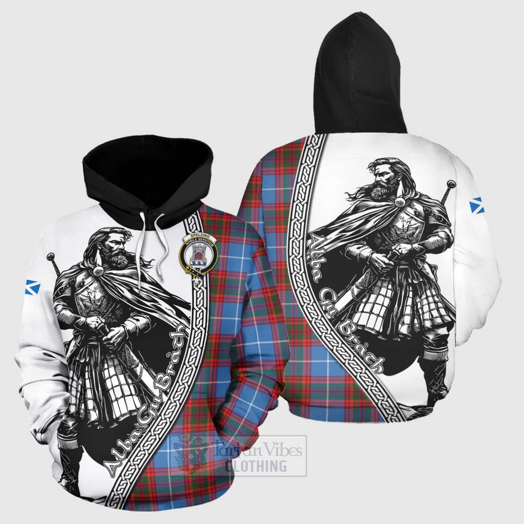 Spalding Tartan Clan Crest Hoodie with Highlander Warrior Celtic Style Zip Hoodie - Tartan Vibes Clothing