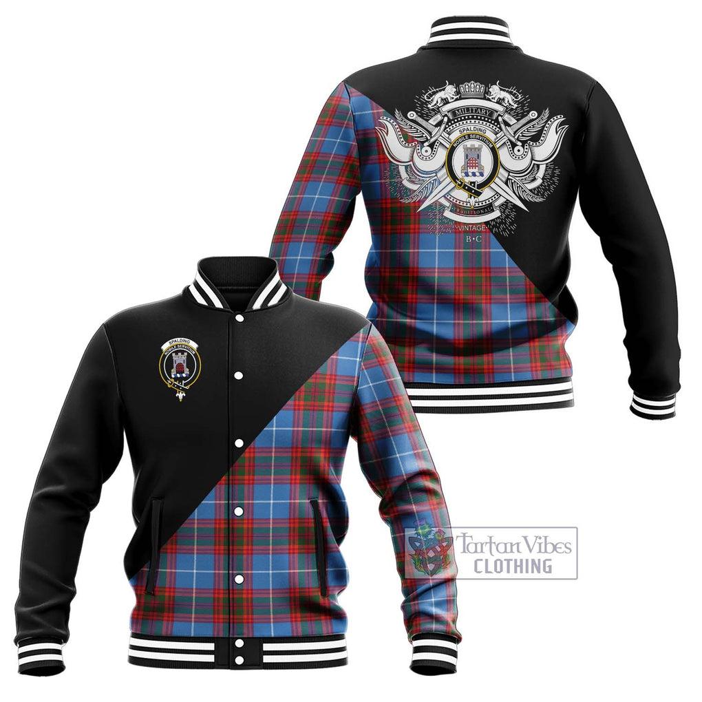 Spalding Tartan Baseball Jacket with Family Crest and Military Logo Style Unisex - Tartan Vibes Clothing