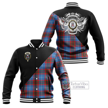 Spalding Tartan Baseball Jacket with Family Crest and Military Logo Style Unisex - Tartan Vibes Clothing